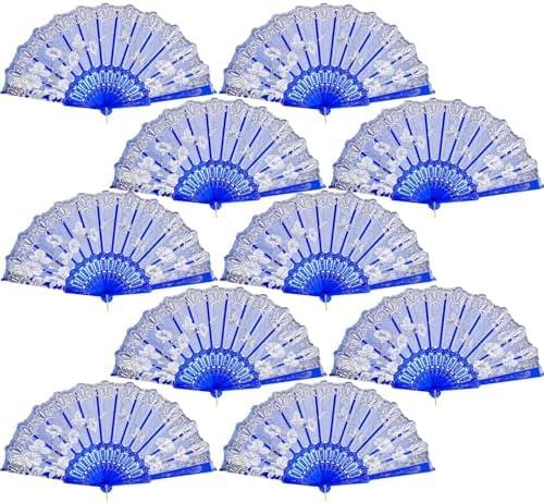 QIRMIZI 30 Pack Folding Fans – Handheld Spanish Style Fans,Bulk Hand Fans for Wedding, Tea Party, Dance, Church,Performance, Home Decorations, Festival, Gift,Royal Blue