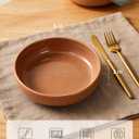OTAGO 8" Stoneware Salad and Pasta Bowls Set of 4 with Partially Unglazed Base, Scratch Resistant Ceramic Dish Set, Microwave & Dishwasher Safe，Brown, 4 Pieces