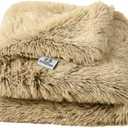 PJYuCien Dog Blankets for Small Dogs Washable - Fluffy Fuzzy Cat Blanket for Couch, Puppy Throw for Furniture with Polyester Fleece, Super Soft Plush for Pet Kitten Doggy, Brown, 24" x 32"