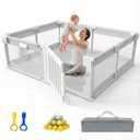71" 59" Baby Playpen with Gate, Large Baby Play Pen for Babies and Toddlers, Infant Fence Play Yard with Door for Living Room, Anti-Fall, Breathable Mesh