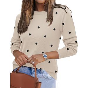 Zeagoo Womens 2026 Fall Sweaters Long Sleeve Tops Classic Crew Neck Pullover Sweaters Loose Dressy Casual Basic Clothes (Beige, M)