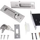 6.3 Privacy Pocket Door Lock Hardware,Invisible Door Handle with Keys,Recessed Door Handle for Pocket Sliding Door Lock Furniture Hardware,Brushed Silver