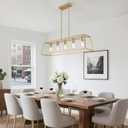 5-Light Gold Chandeliers for Dining Room | Modern Kitchen Island Light Fixture | Rectangle Chandelier for with Clear Glass Shade | Apply to Dining Room Light fixtures Over Table, L40" - 5 Light