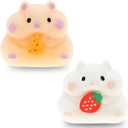 2pcs Fluffy Hamster Taba Squishy Toy – UltraSoft Realistic Pet Squeeze – Kawaii Animals Stress Relief Fidget Sensory Toys, Soft Silicone Squeeze Gifts for Children, Teens, and Adults