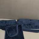 Fancy Linen 3pc Solid Non-Slip Bath Mat Set Bathroom U-Shaped Contour Rug, Mat and Toilet Lid Cover New # 6 (Navy Blue)