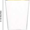 Tebery 100 Pack Clear Plastic Cups Party Glasses, 16Oz Disposable Cup Plastic Tumblers, Elegant Party Tumblers Cups Wedding Cup with Gold Rim, 100 Count