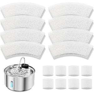 Replacement Filter and Pump Sponge Set, 8 Filters, 8 Sponges for 12L/3.2 Gallon Cordless Dog Water Fountain(model YYR-02)