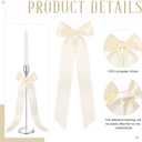 Teenyyou 12 Pcs Ivory Candlestick Bows Decor 13 Inch Large Coquette Decoration Bow for Table Self Adhesive Candle Holder Gift Wrapping Wedding Bridal Shower Bachelorette Party Centerpieces