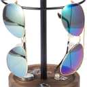 BDBDYEAY Sunglasses Organizer Wood Glasses Holder Stand, Metal Sunglass Storage Display Rack for 12Pairs Eyeglasses, Eyewear Organizer for Dresser Table Desk Countertop Bedroom