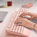 seenda Wireless Bluetooth Keyboard Mouse Combo, COE200 Ergonomic Keyboard with Wrist Rest, Silent Mouse, Multi-Device Connection, Full-Size Compatible for Windows PC Laptop Mac MacBook, Pink