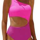 YONIQUE Women's One Piece Swimsuit- One Shoulder Bathing Suit Cutout Tummy Control Swimwear, Medium