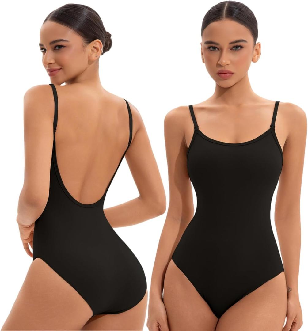 Ballet Camisole Leotard Women Gymnastics Dance Bodysuit Undergarment Nude Black Tank Undergarment (Small, Black)