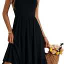 ZABERRY Womens Summer Midi Dress 2025 Elastic Straps Square Neck Cute Floral Flowy A-line Sundresses for Women, Large
