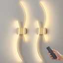 GLOTHOR Battery Operated Wall Sconce Set of Two, Dimmable Modern LED Rechargeable Wall Light with Remote Control, Wall Decor for Living Room
