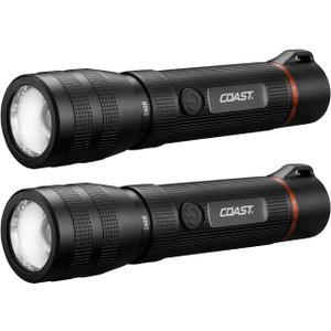 Coast G60R 1000 Lumen Waterproof Rechargeable LED Flashlight, 2-Pack