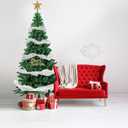 6FT Artificial Christmas Tree, Full Premium Hinged Artificial Pine Tree with Sturdy Metal Stand 720 Branch Tips,Green (5ft 11in)