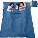 Sleeping Bag Liner, Lightweight Portable, Soft Travel and Camping Sheet, with Compact and Carry Bag, for Travel, Hotel (L (210*180cm), Lake Blue)