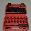 64-Piece 1/4" Drive Impact Socket Wrench Driver-Bits Set, Cr-V Metric(4-15mm) Deep&Shallow Socket Set, S2 Power Bits with Quick-Release Ratchet Handle, Universal Joint, Bit Holder, Power Drill Adapter