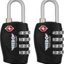 Hero Luggage Lock (Pack of 2) TSA Approved, 4 Digit Combination Padlock for Travel, Suitcases, Lockers, Backpacks