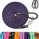 ZALER Long Dog Leash, 50 feet 30ft 20ft 15ft 10ft Dog Training Lead, Heavy Duty Check Cord Recall Leash for Dogs Training, Playing, Camping, or Backyard (15FT, Black Purple)