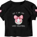 RoseSeek Girl's Letter Bow Graphic Tees Short Sleeve Crewneck Cute Shirts for Teen Girls Trendy