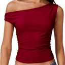 Women Off Shoulder Tops Sleeveless Shirts Y2K Going Out Crop Tank Top Red (Red, M)