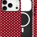 Magnetic for iPhone 17 Pro Max Case Cute Love Heart Polka Dot Phone Case, Shockproof Slim TPU and Hard PC Protective Phone Cover Compatible with MagSafe Designed for Women Girls Love, Red