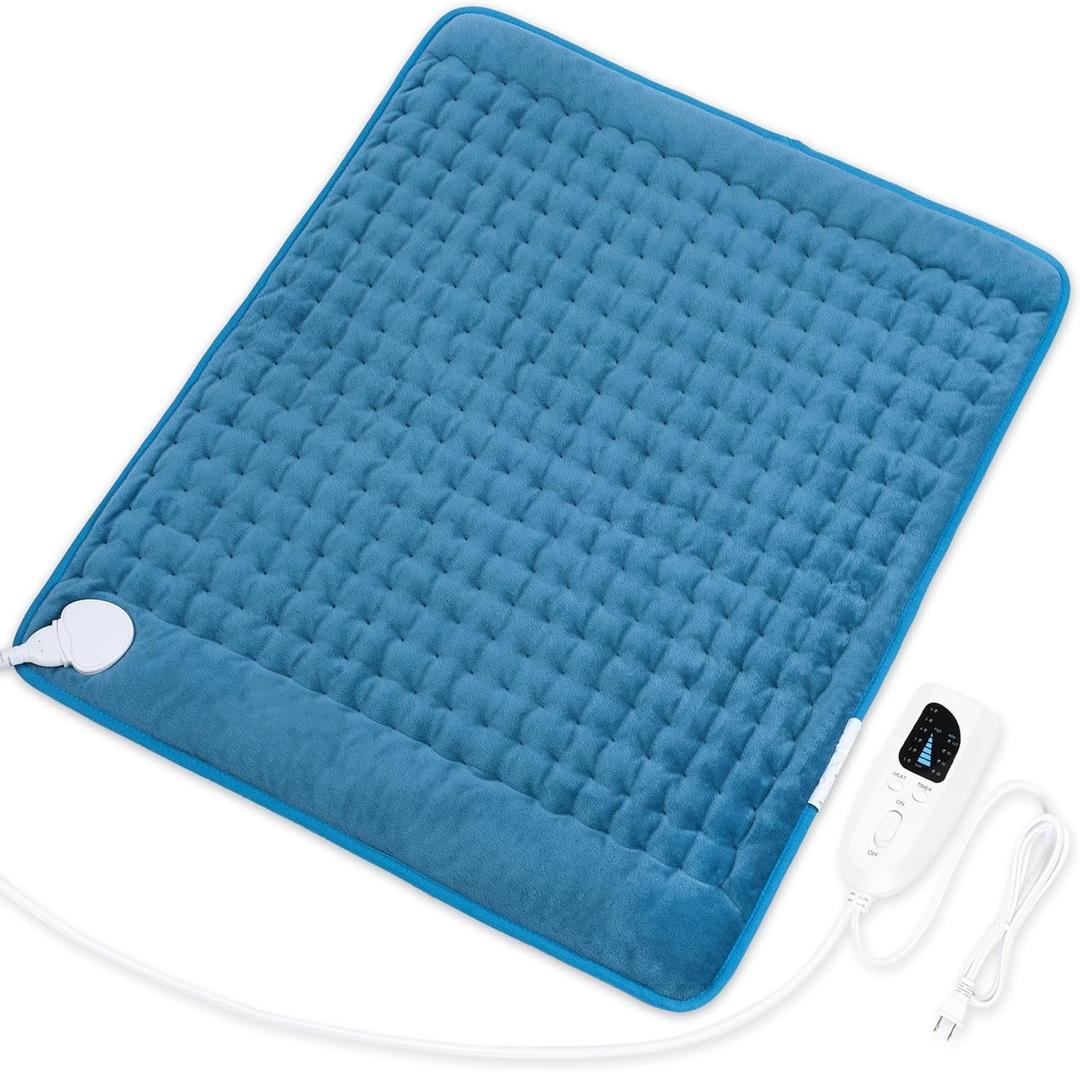 Deepsoon Heating Pad,Electric Heating Pads for Back,Neck,Moist Heating Pad for Abdomen Shoulder Knee Legs,Dry/Moist Heat&Auto Shut Off,Mother's Day Birthday for Men and Women,Blue,24x20 Inch