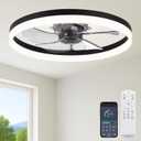 Fszdorj 24'' Low Profile Ceiling Fan with Light and Remote, Fandelier Black