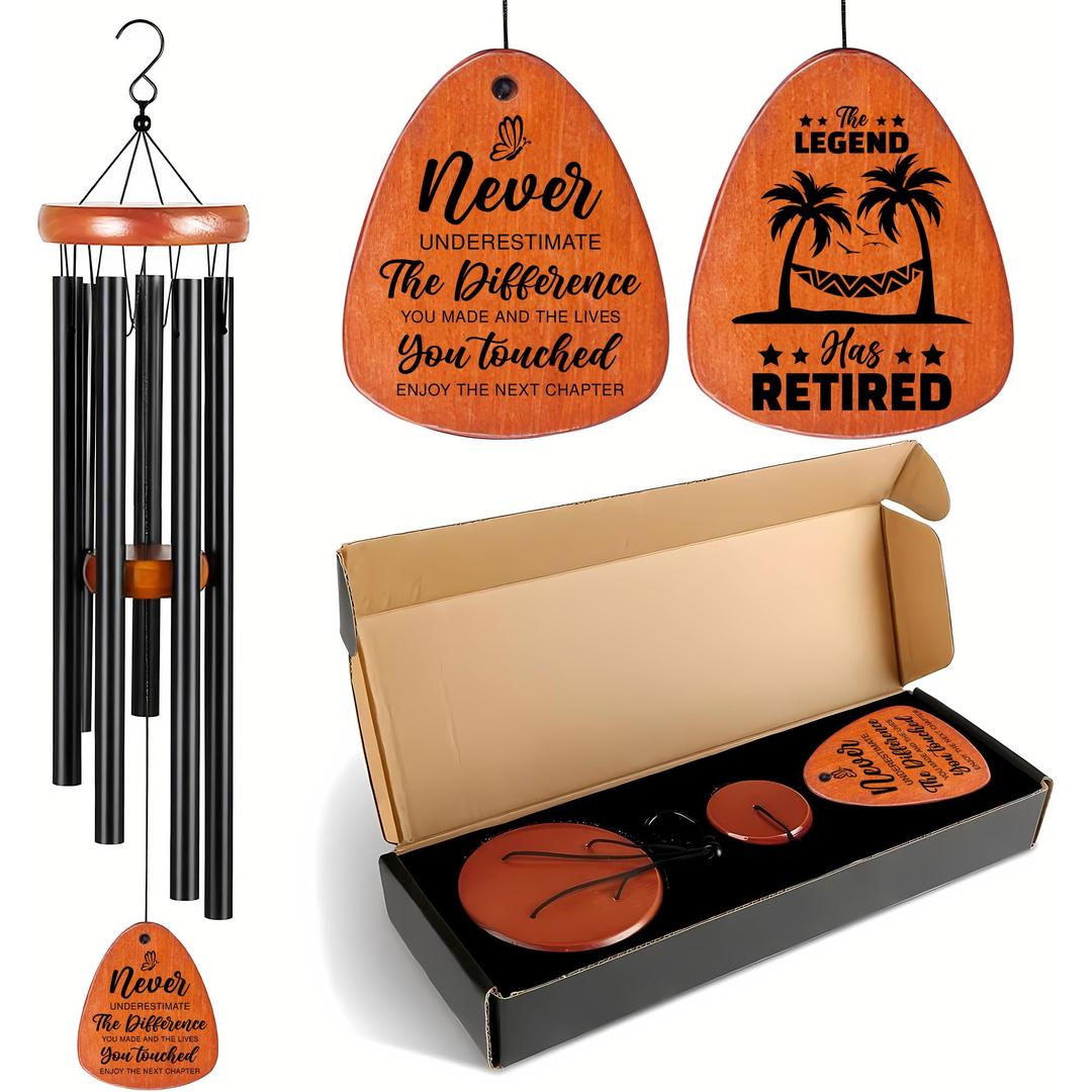 LUGEMZ Retirement Gifts for Women, Men | Happy Retired Wind Chime, Outdoor Decor | Soothing Melodic Tones