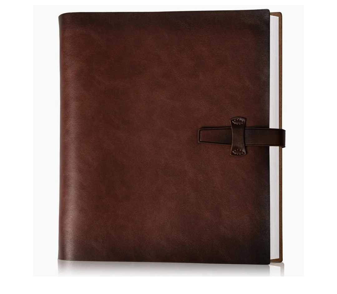 Photo Album 4x6 200 Photos, Genuine Leather Photo Albums with Writing Space with 30 Writing Paper, Travel Family Wedding Kids Graduation Ultrasound Baby Picture Album Scrapbook Photo Album (Simple)