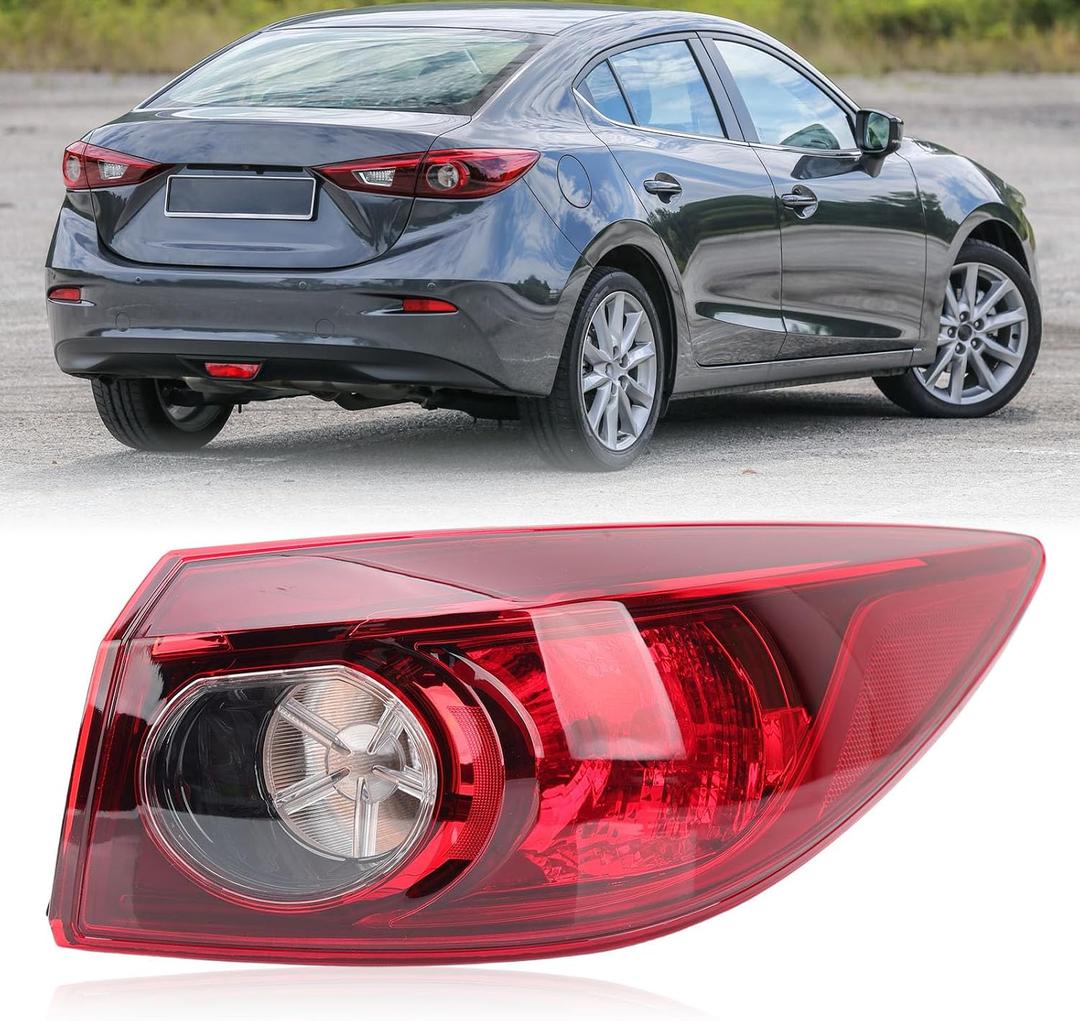 Tail Light Compatible with 2014 2015 2016 2017 2018 Mazda 3 Sedan Outer Halogen Taillight (Right Passenger Side) Not fit for Hatchback Models