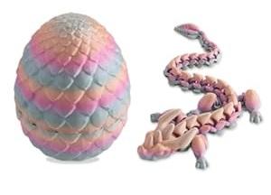 STONESTAR 3D Printed Dragon Fidget Toys, 12" Full Articulated Dragon in Mystery Egg, Home Office Decor Executive Desk Toys Xmas/ Easter Gift for Dragon Lovers (Pink)