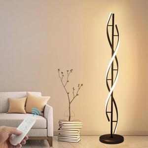 BESKETIE Spiral LED Floor Lamp, 40W Dimmable Modern Floor Lamps for Living Room with Remote Control, Stepless Adjustable Colors & Brightness Standing Lamp Reading Corner Floor Lamp for Bedroom - Black