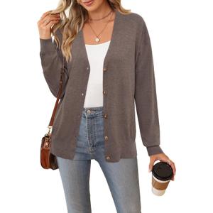 Arach&Cloz Womens Wool Blend Lightweight Spring Business Casual Cardigan Sweaters (L)