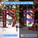 Solar Christmas Flag Light-Welcome Snowman Double-Sided Snowflake Garden Yard Hanging Flags Decor LED 8 Lighting Modes for Porch Outdoor Winter