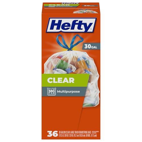 Hefty - Clear Large Trash Bags, Scent Free - 30 Gallon, 36 Count