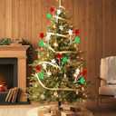 Jetec 6 Pcs Star Tree Picks for Christmas Tree Decorations, Green Red White 3 Head Woolen Star Picks, 14.9 Inch Plush Stars Ornaments Topper Branches for Xmas Home Office Vase Filler Party Supplies