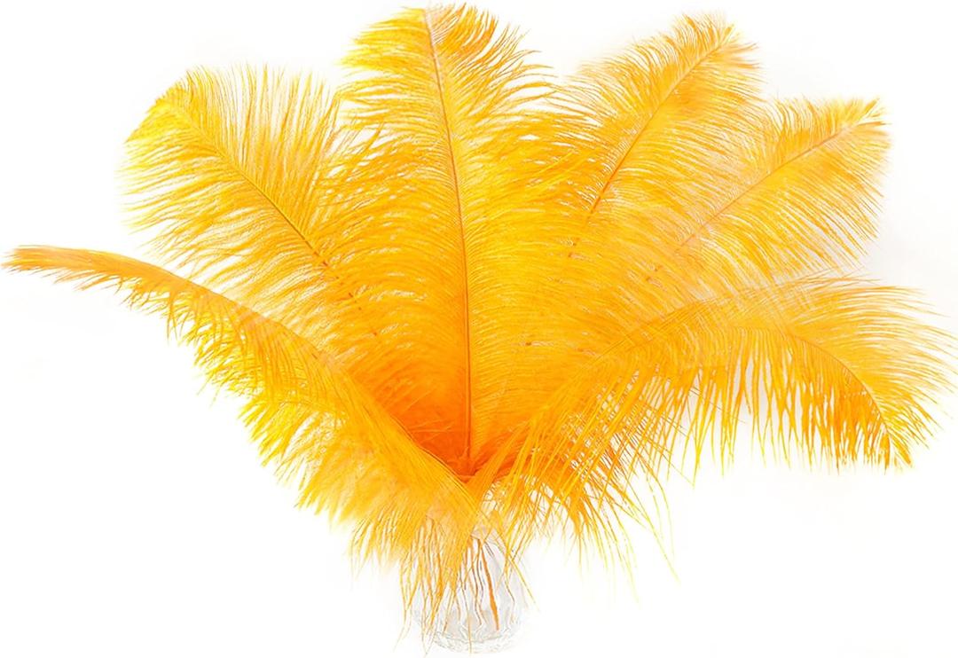 Soarer Gold Ostrich Feathers for Crafts - 15 pcs 12-14inch Feathers for Festival Party Table Centerpieces,Floral Arrangements and Home Decoration.(Gold)