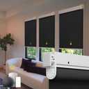 Motorized Blackout Blinds - Automatic Cordless Roller Shades with Remote Control (Black, 35 x 72)