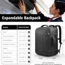 Ample Space Travel Backpack with LifetimeWarranty,Expandable Carry on Backpack with USB Cable Port,Fits 17.3"Laptop Notebook,Water Resistant Weekender Backpack Business Trips,Daily Travel, Black, Standard（35L-45L）