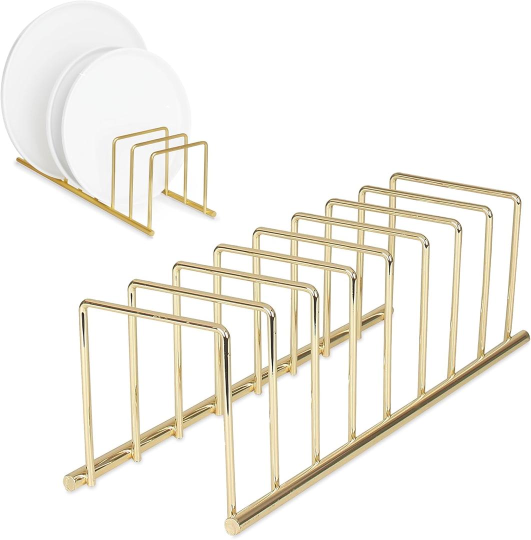 Spectrum Dish Drying Rack for Kitchen Counter, Euro Kitchen Organizer (Gold) - Space-Saving Dish Rack Holder - Dish Drainer for Pots & Pans, Plates, Cutting Boards, Serving Trays & Lids (1 Count)
