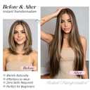 Clip in Hair Extensions Straight 26 Inch Long Synthetic Hairpieces for Women 5Pcs Medium Brown to Blonde Highlights Clip Ins Natural Soft Thick DIY Styling Fiber Hair Party Daily Use