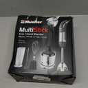 Mueller Multistick 5-in-1 Immersion Blender Handheld, 12 Speed Hand Mixer - Turbo Boost, Heaviest Duty Copper Motor, Titanium Blades Hand Blender, Milk Frother Wand, Whisk, Beaker, Chopper, Grey (Gray)