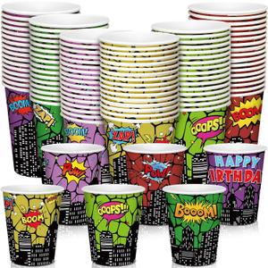 Teenyyou 100 Pcs 9 oz Hero Disposable Paper Cups Hero Boom Party Supplies Bulk Party Disposable Coffee Cups for Tea Beverage Hot Cold Drinking Holiday Picnic Cocktail Wedding Home Offices