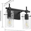 SOLFART Vintage 2 Lights Bathroom Light Fixtures Wall Sconces Black Vanity Lights for Bathroom Vanity Lighting Fixtures Wall Light Fixtures Bathroom Vanity Lights BK