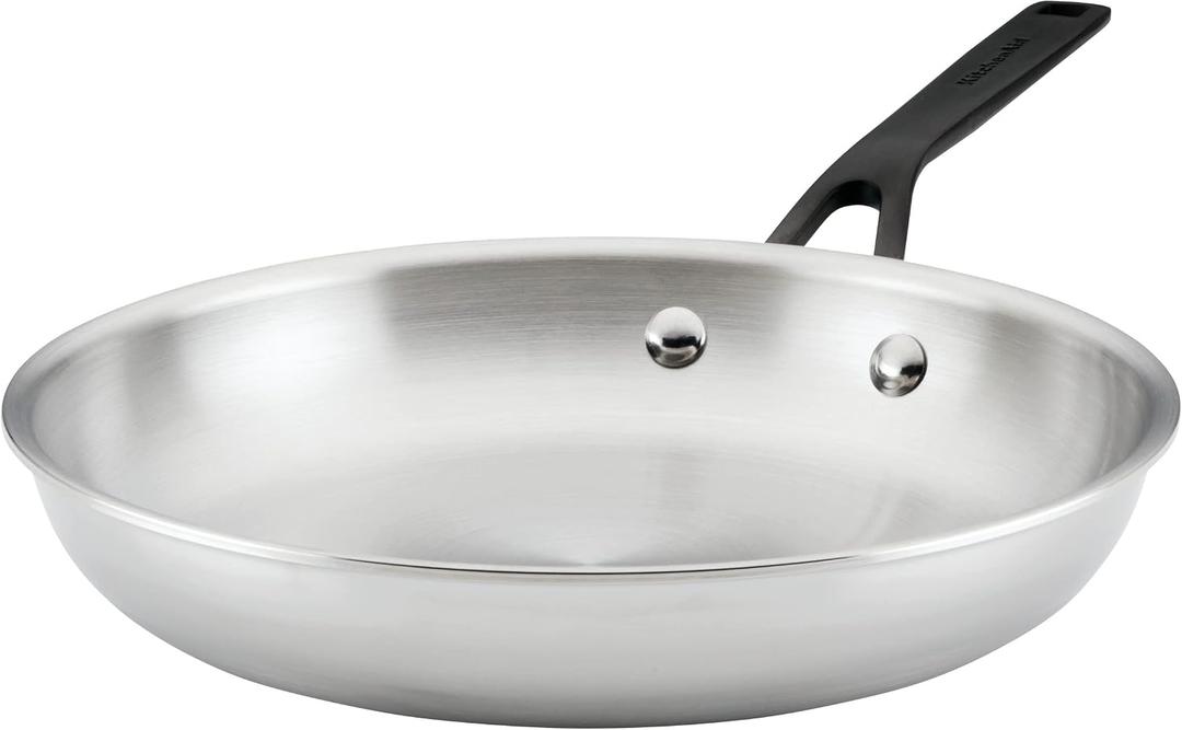 KitchenAid 5-Ply Clad Polished Stainless Steel Frying Pan/Skillet, 10 Inch - Stainless Steel