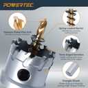 POWERTEC 1-1/2" Tungsten Carbide Hole Saw for Soft & Hard Metal | Tungsten Carbide Tipped Hole Cutter Set with Titanium-Plated Pilot Drill Bit for Metal, Stainless Steel, Iron, Wood, Plastic (14904)