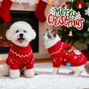 Dog Christmas Sweater Soft Warm Fall Winter Cat Clothes Puppy Sweater for Small Dogs Cute Xmas Reindeer Doggie Outfit Cat Sweaters with Sleeves Pet Holiday Costume Chihuahua Apparel(Red,L)