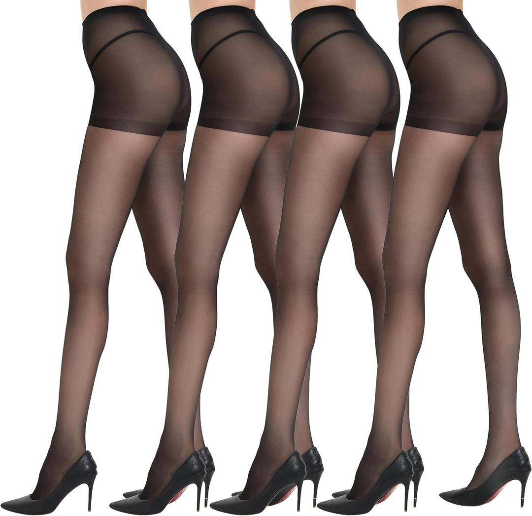 DUCMODA Unbelievable Durability Sheer Tights for Women, 20D High Waist Stocking, Rip Resistant Strong Pantyhose (S)